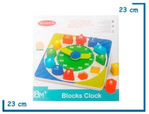 VIVI WOOD TOY BLACKS CLOCK  ENCASTRE DE MADERA RELOJ CON FORMAS