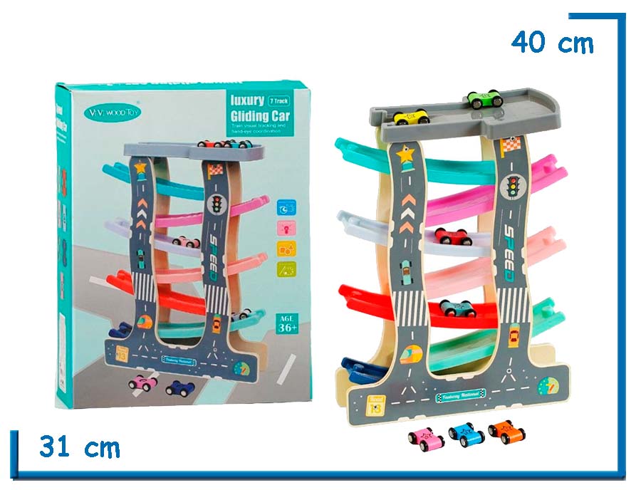 VIVI WOOD TOY LUXURY 7 TRACK GLIDING CAR