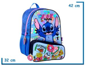 MOCHILA ESPALDA 16'' STITCH AZUL SNACK ATTACK