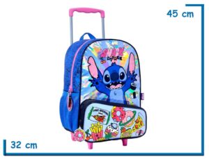 MOCHILA CARRO 16'' STITCH AZUL SNACK ATTACK