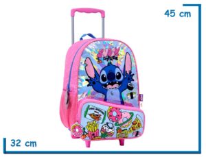 MOCHILA CARRO 16'' STITCH ROSA SNACK ATTACK