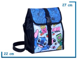 LUNCHERA CON SOLAPA STITCH AZUL SNACK ATTACK