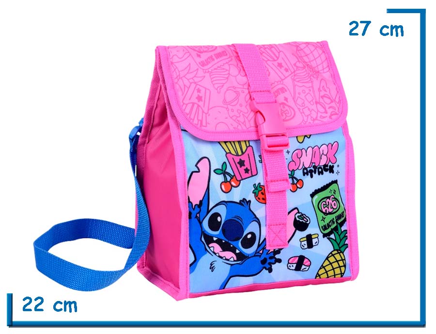 LUNCHERA CON SOLAPA STITCH ROSA SNACK ATTACK