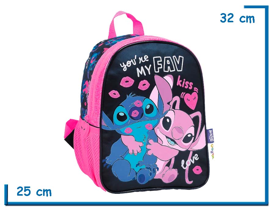 MOCHILA ESPALDA 12” STITCH NEGRA YOU RE MY FAV