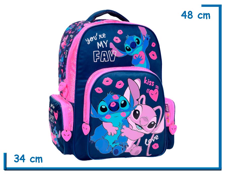 MOCHILA ESPALDA 18” STITCH AZUL YOU RE MY FAV