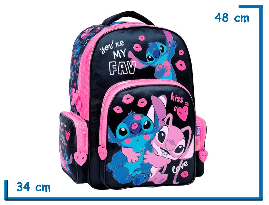 MOCHILA ESPALDA 18” STITCH NEGRA YOU RE MY FAV
