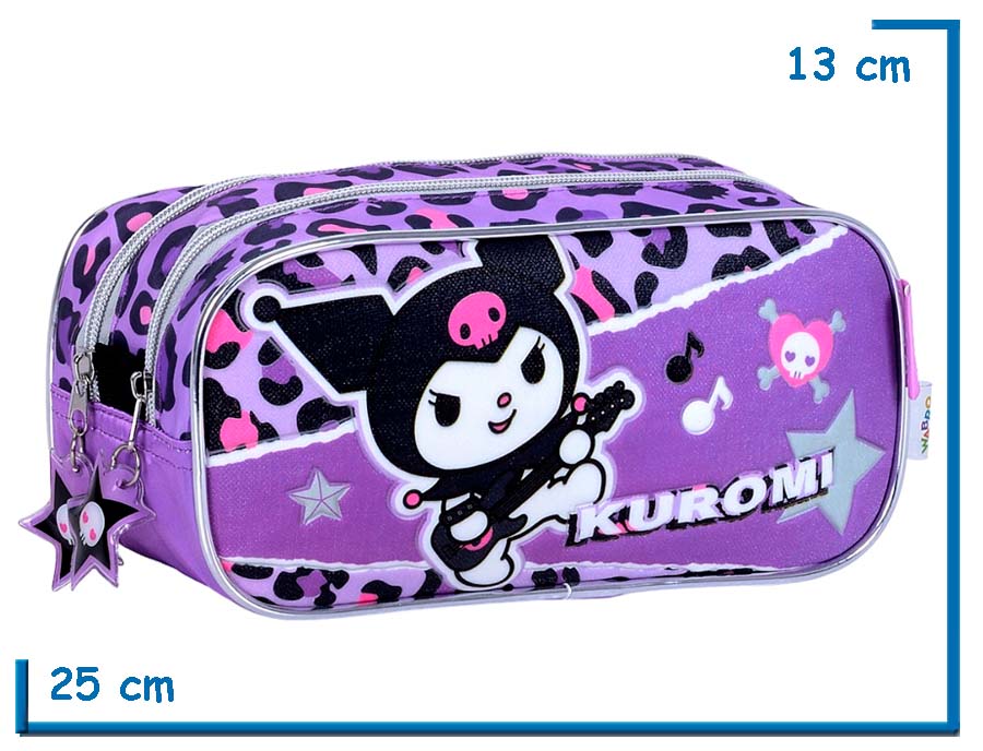 PORTALAPIZ DOBLE KUROMI VIOLETA ROCK ANIMAL PRINT