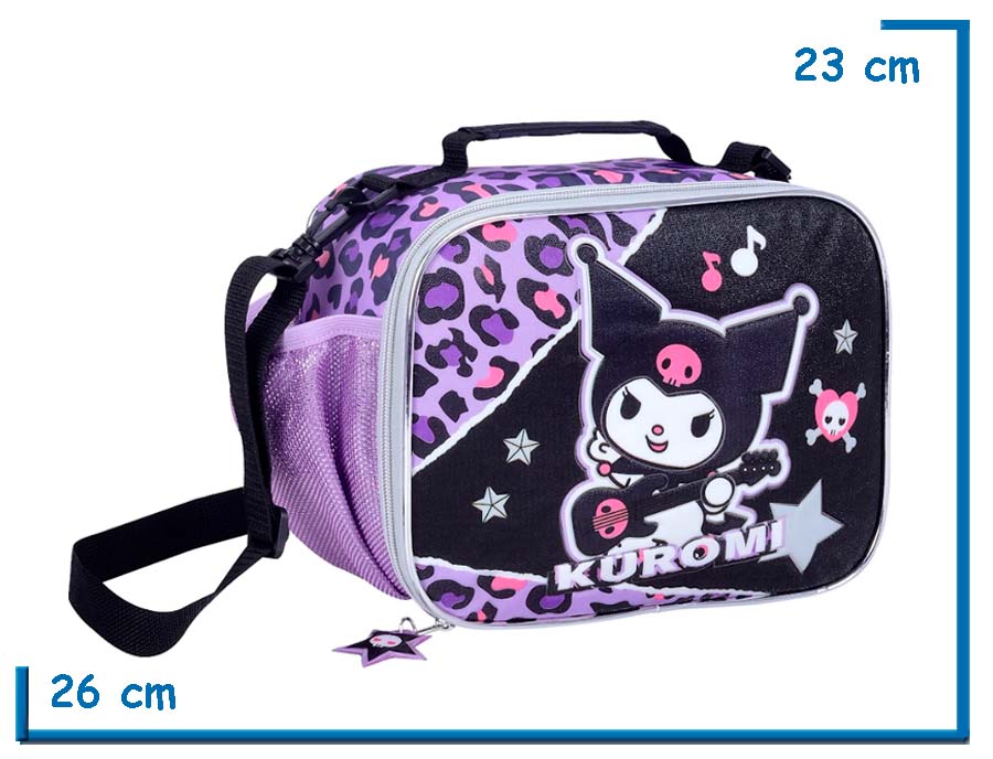 LUNCHERA KUROMI NEGRA ROCK ANIMAL PRINT