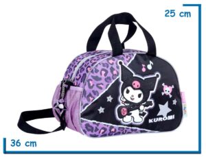 BOLSO OVAL KUROMI NEGRA ROCK ANIMAL PRINT