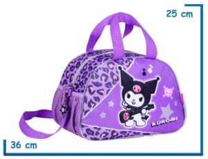 BOLSO OVAL KUROMI VIOLETA ROCK ANIMAL PRINT