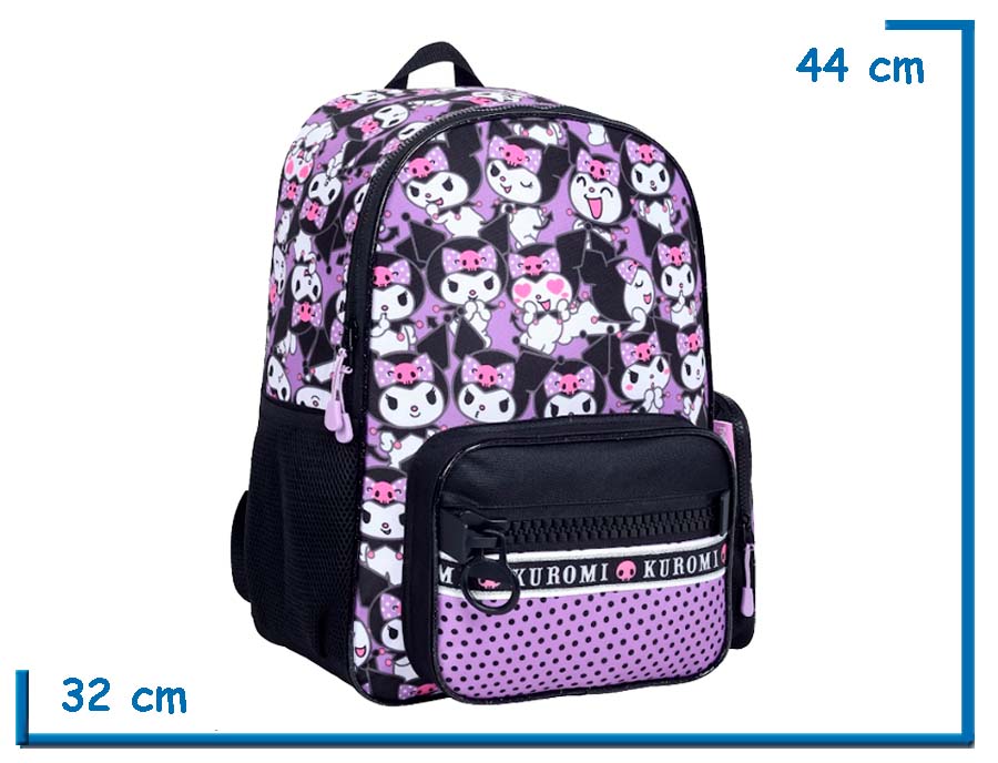 MOCHILA ESPALDA 17” KUROMI VIOLETA MUCHAS KUROMIS
