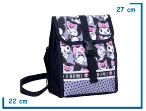 LUNCHERA CON SOLAPA KUROMI GRIS MUCHAS KUROMIS