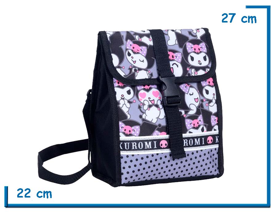 LUNCHERA CON SOLAPA KUROMI GRIS MUCHAS KUROMIS