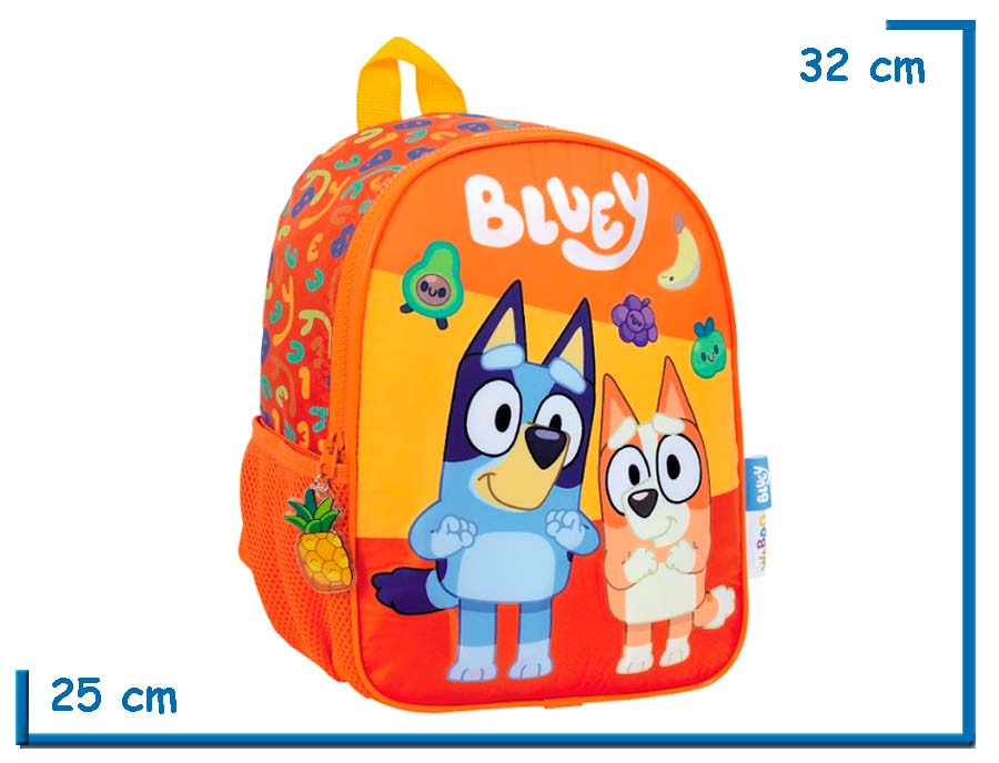 MOCHILA ESPALDA 12” BLUEY NARANJA FRUTAS