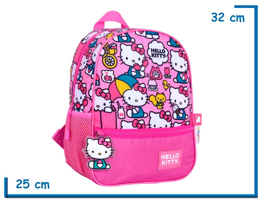 MOCHILA ESPALDA 12” HELLO KITTY ROSA MUCHAS KITTYS