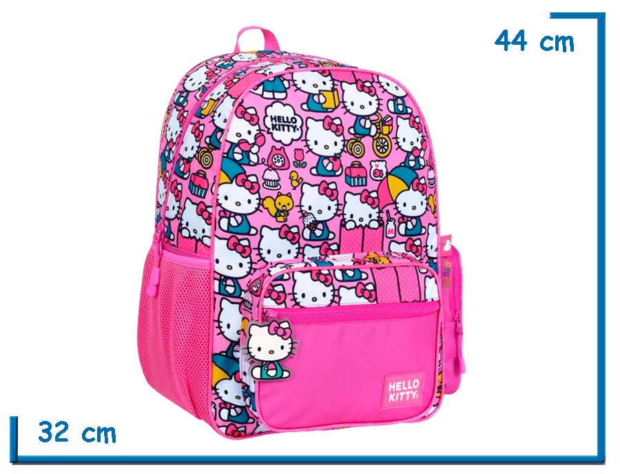 MOCHILA ESPALDA 17” HELLO KITTY ROSA MUCHAS KITTYS