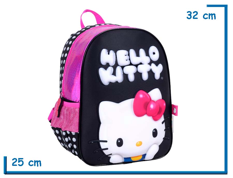 MOCHILA ESPALDA 12” HELLO KITTY NEGRA HELLO KITTY RELIEVE