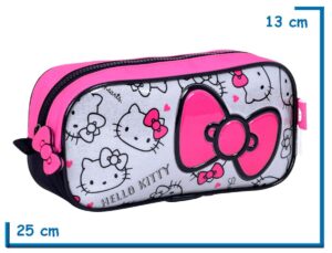 PORTALAPIZ SIMPLE HELLO KITTY ROSA Y PLATEADO MOÑO