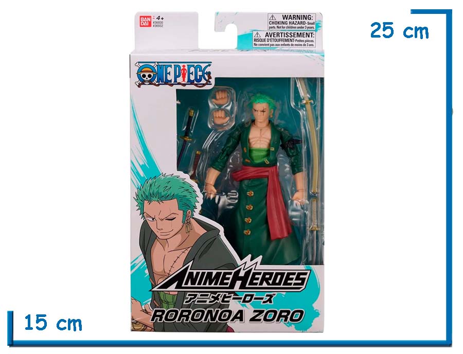 BANDAI RORONOA ZORO ONE PIECE ANIME HEROES 17CM