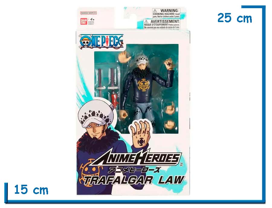 BANDAI TRAFALGAR LAW ONE PIECE ANIME HEROES 17CM