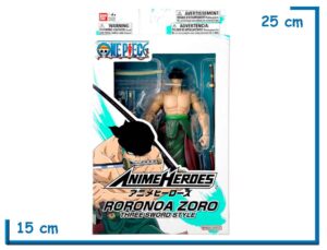 BANDAI RORONOA ZORO THREE SWORD STYLE ONE PIECE ANIME HEROES 17CM