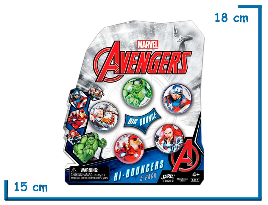 MARVEL AVENGERS HI-BOUNCERS 5-PACK PELOTAS SALTARINAS