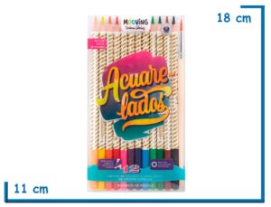MOOVING ACUARE-LADOS LAPICES DE COLORES ACUARELABLES X12