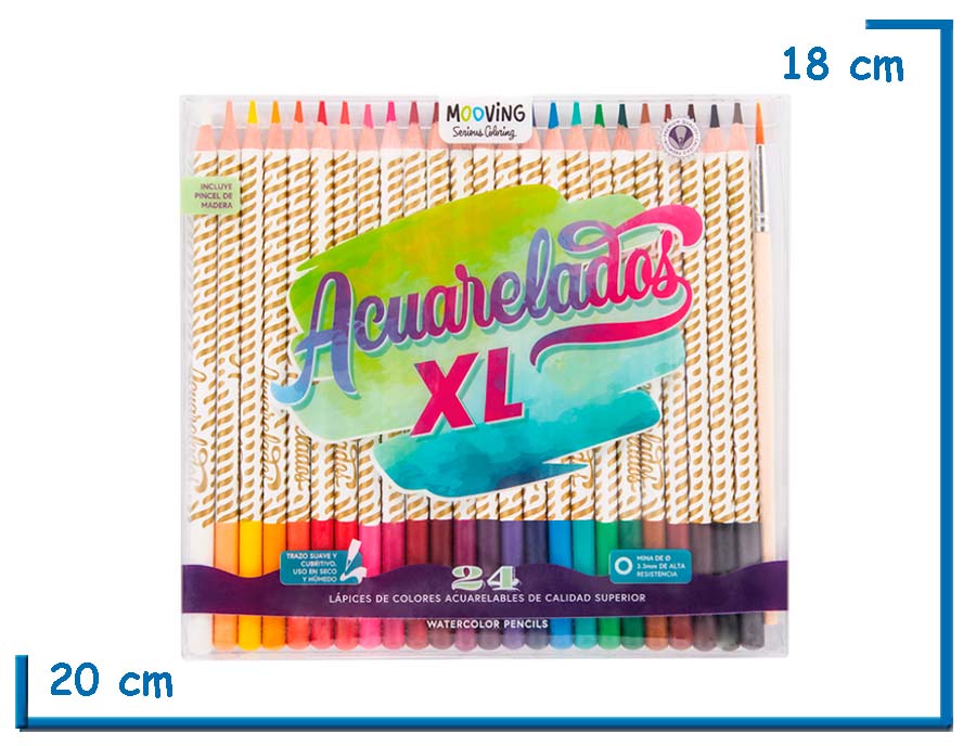 MOOVING ACUARELADOS XL LAPICES DE COLORES ACUARELABLES X24