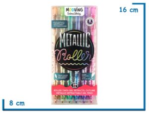 MOOVING METALLIC ROLLER TINTA GEL RETRACTIL OUTLINE X6