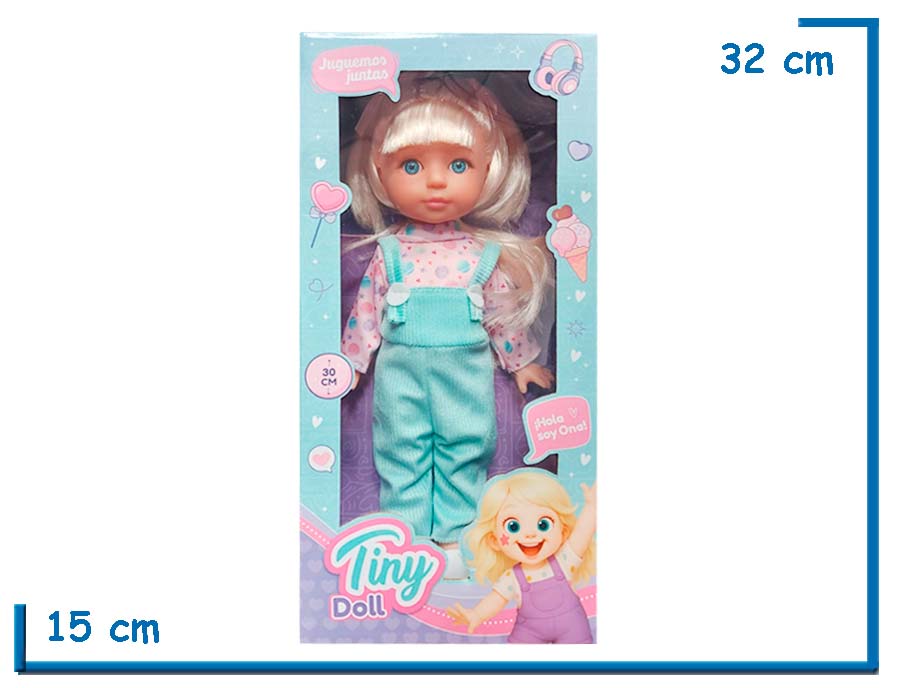 TINY DOLL MUÑECA JARDINERO CELESTE 30CM