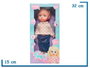 TINY DOLL MUÑECA SWEATER BEIGE CORAZONES 30CM