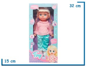 TINY DOLL MUÑECA SWEATER ROSA CORAZONES 30CM