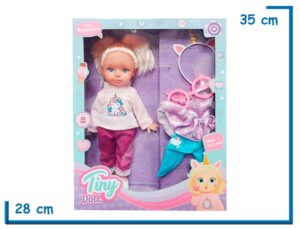 TINY DOLL MUÑECA SWEATER ROSA UNICORNIO CON ACCESORIOS 30CM