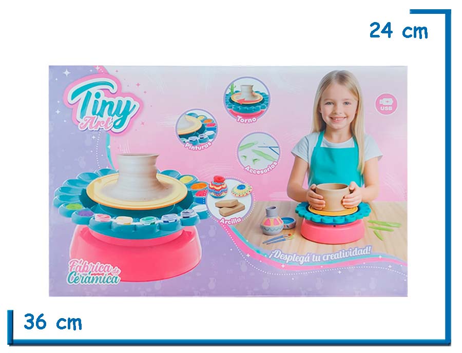 TINY ART FABRICA DE CERAMICA TORNO CON PORTA PINTURAS