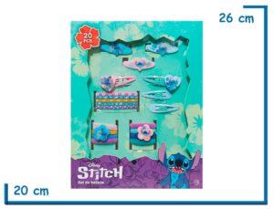 STITCH SET DE BELLEZA HEBILLAS Y GOMITAS PARA EL CABELLO 20 PZS