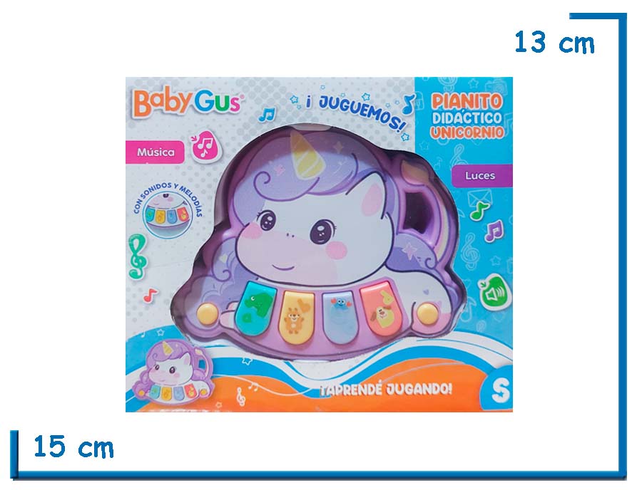 BABY GUS PIANITO DIDACTICO UNICORNIO CON SONIDO Y MELODIAS
