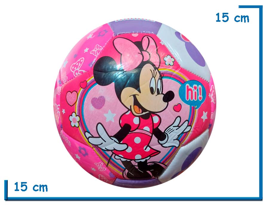 PELOTA DE CUERO N§2 MINNIE HI FUCSIA VIOLETA Y BLANCA