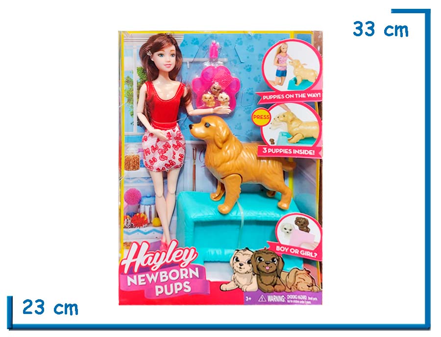 HAYLEY MUÑECA REMERA ROJA LISA CON MASCOTA Y ACCESORIOS