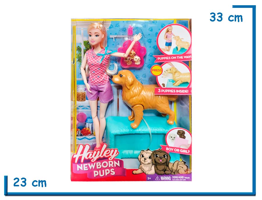 HAYLEY MUÑECA REMERA ROSA CUADRILLE CON MASCOTA Y ACCESORIOS