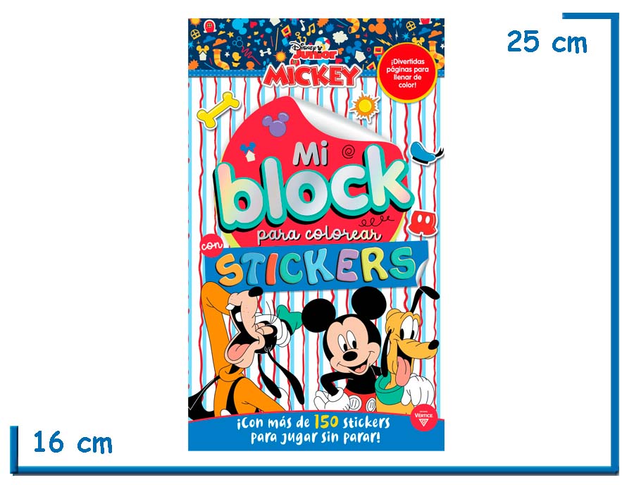 MI BLOCK PARA COLOREAR CON STICKERS DISNEY JR MICKEY