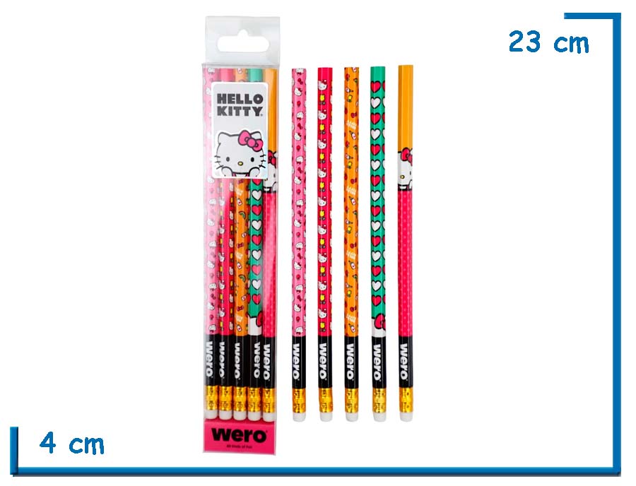 HELLO KITTY SET X5 LAPICES CON GOMA EN BLISTER