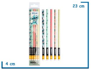 DISNEY STITCH SET X5 LAPICES CON GOMA EN BLISTER