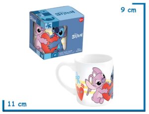 STOR STITCH Y ANGEL CORAZON TAZA CERAMICA INFANTIL EN CAJA 237ML