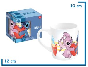 STOR STITCH Y ANGEL CORAZON TAZA CERAMICA CLASICA EN CAJA 325ML
