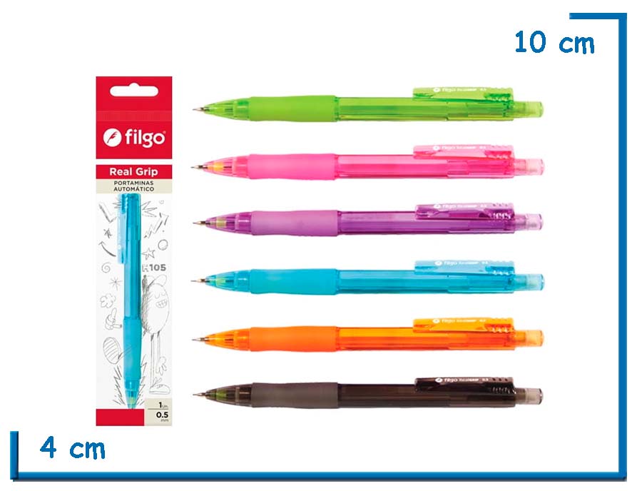FILGO REAL GRIP PORTAMINAS AUTOMATICO 0.5MM SURTIDO FLOW PACK
