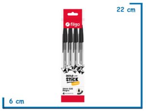 FILGO 4 BOLIGRAFOS STICK 026 NEGRO FLOW PACK DCS 1.0 MEDIUM