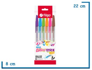 FILGO 6 BOLIGRAFOS STICK 026 BRILLANTES FLOW PACK DCS 1.0 MEDIUM