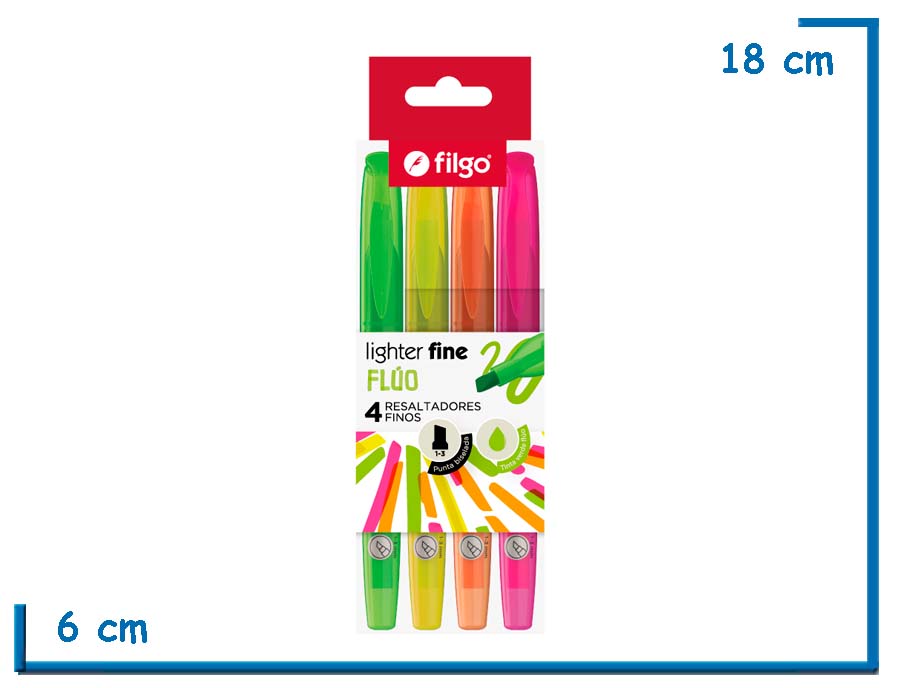 FILGO LIGHTER FINE FLUO 4 RESALTADORES FINOS