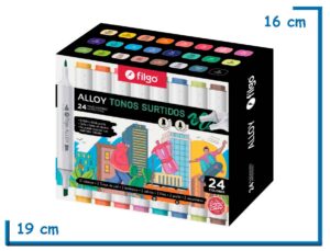 FILGO ALLOY TONOS SURTIDOS 24 MARCADORES ARTISTICOS DOBLE PUNTA
