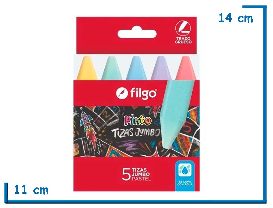 FILGO PINTO TIZAS JUMBO 5 TIZAS JUMBO PASTEL